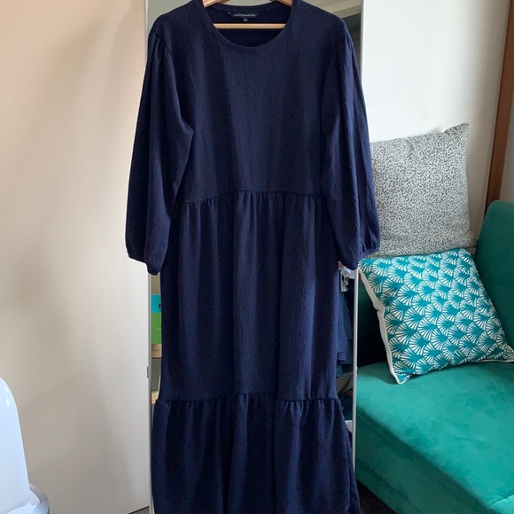 FRENCH CONNECTION navy tiered  Maxi dress AU XL - Picture 2 of 7